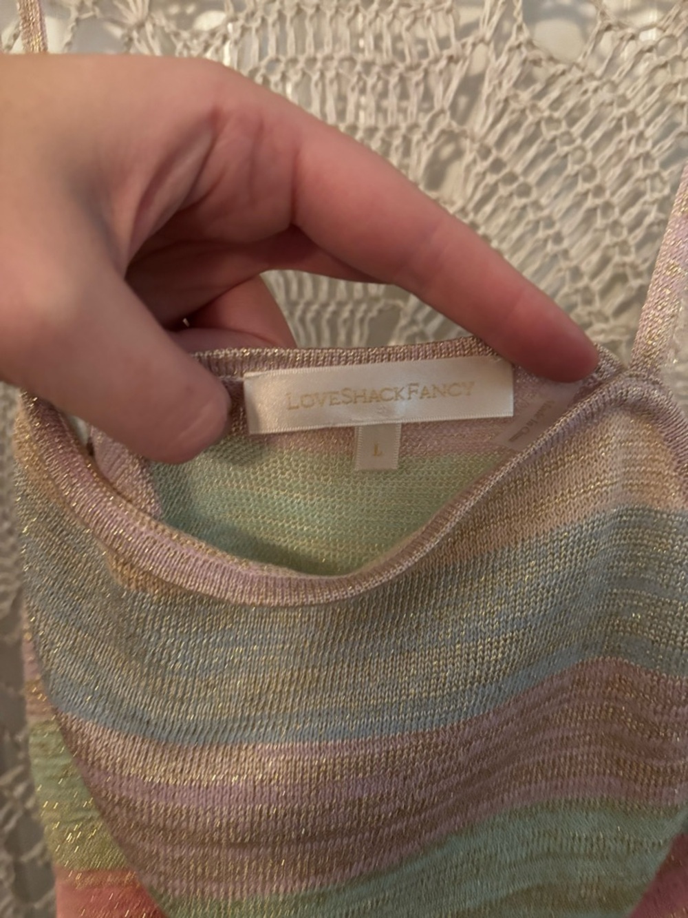 LoveShackFancy Lessie Mini Dress in Pastel Sunrise Size Large A00335 - Picture 4 of 7